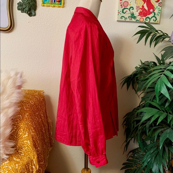 80s vintage long sleeved red blouse 🍒 - Picture 4 of 9